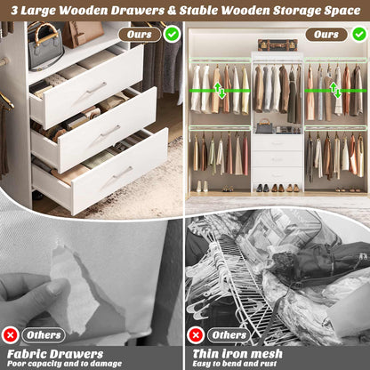 Closet System, Closet Organizer with 3 Wooden Drawers