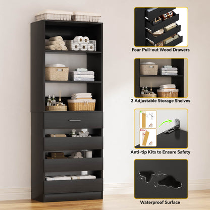 2-Pack Space-Saving Modular Armoire Wardrobe Closet System with 8 Drawers & Adjustable Shelves