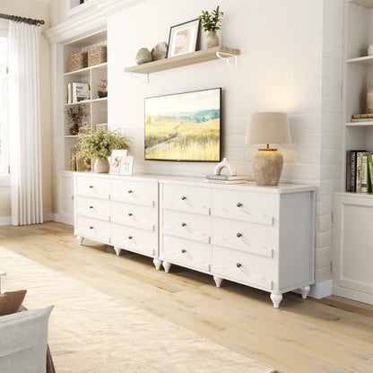 6-Drawer Dresser for Bedroom - 43" Modern Chest of Drawers with Scalloped Front, Storage Organizer