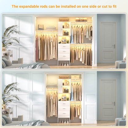 96 '' Closet Organizer System with Wood Drawers and Doors