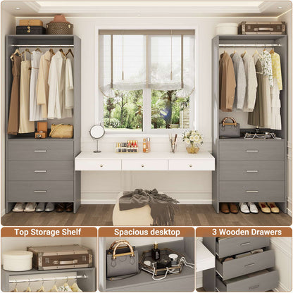 4FT Closet System with Wooden Drawers