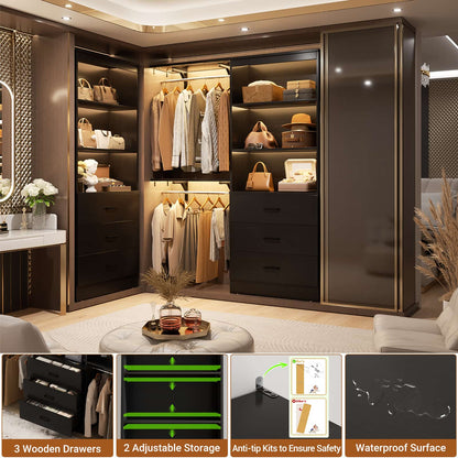 23.6" Closet Organizer System with 3 Wood Drawers