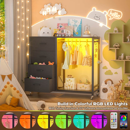 Dresser with Hanging Rack & 4 Drawers