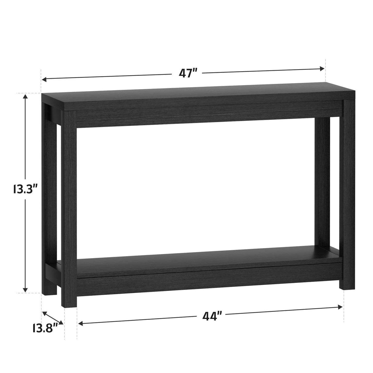 47" Farmhouse Wood Narrow Console Table with Open Storage Shelves: Entryway/Sofa Table, Easy Assembly, Embossed Wood