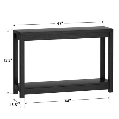 47" Farmhouse Wood Narrow Console Table with Open Storage Shelves: Entryway/Sofa Table, Easy Assembly, Embossed Wood