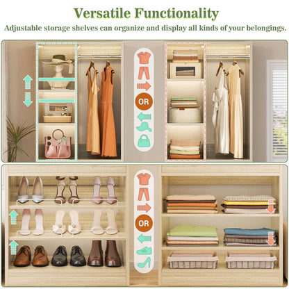 112 Inch (9.2 FT) Freestanding Wardrobe Closet Organizer with 8 Drawers & Shelves, Heavy Duty 2400+ lbs Capacity