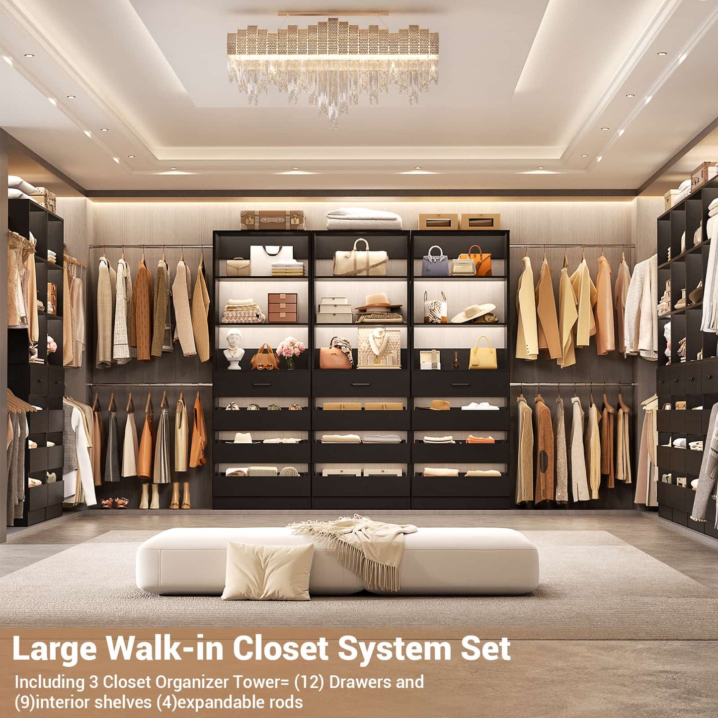 12-Drawer Customizable L-Shaped Closet System