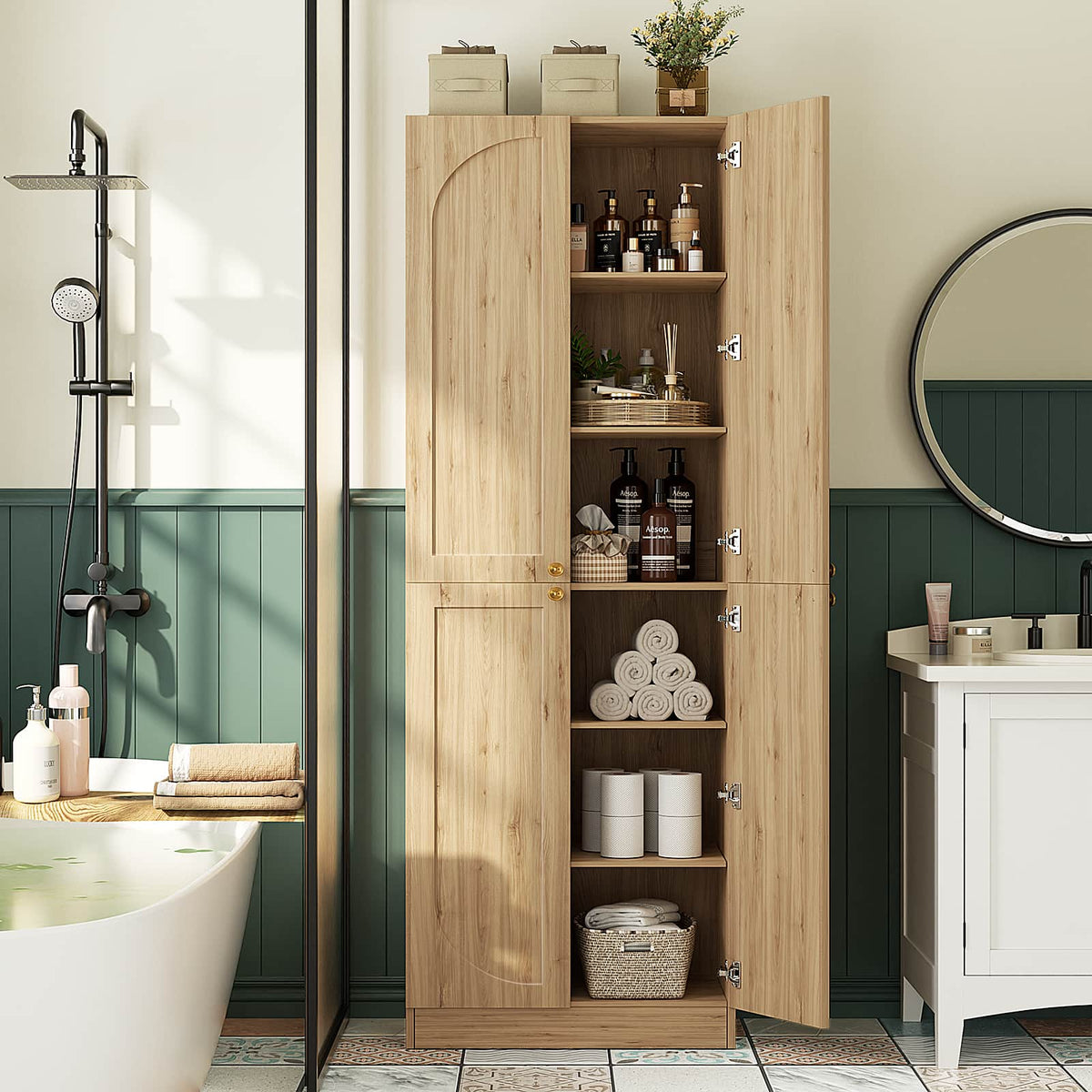 80" Kitchen Pantry with 4 Soft Close Doors