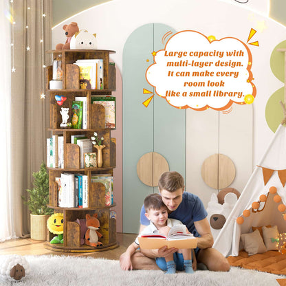 Rotating Bookshelf, 360 Display Wood Spinning Bookshelf Tower
