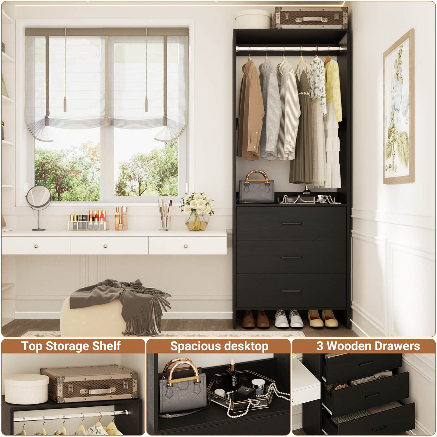 2FT Closet System with Wooden Drawers