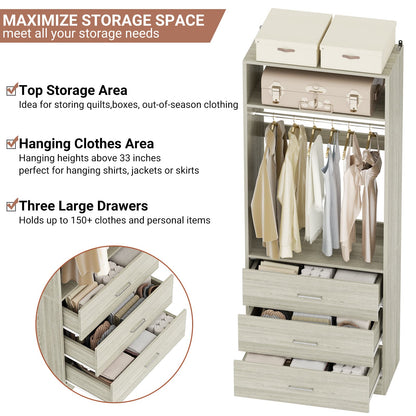 4FT (48 Inch) Closet Organizer System,Set of 2 - 6 Wood Drawers, 2 Hanging Rods & 2 Shelves
