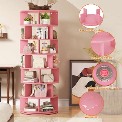 7-Tier Spinning Shoe Rack Tower, 360 Revolving wooden Shoe Rack, 60'' for shoes ,bags, Display Lazy Susan ,Storage Carousel