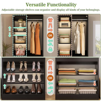 4.6ft Free Standing Closet Organizer with Drawers & Shelves, Heavy Duty 1200lb Capacity Wardrobe System