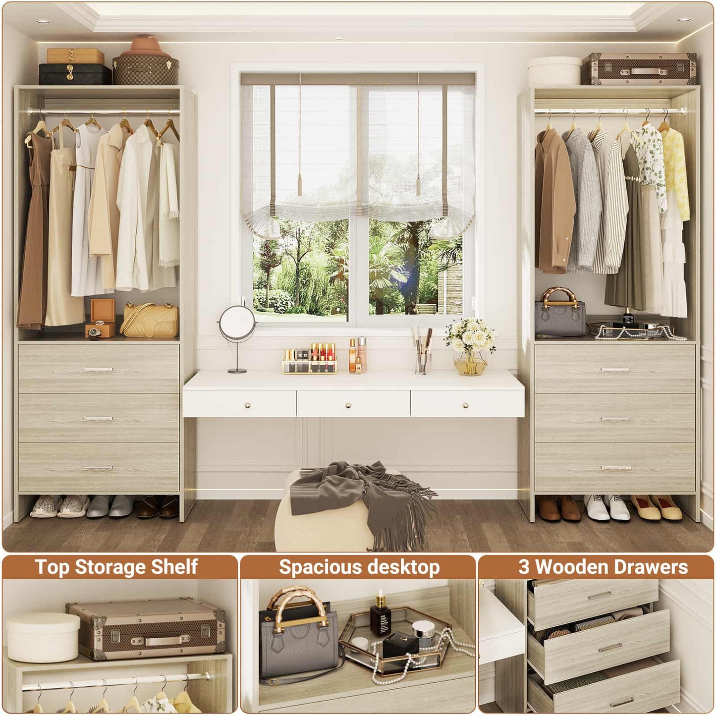 4FT Closet System with Wooden Drawers