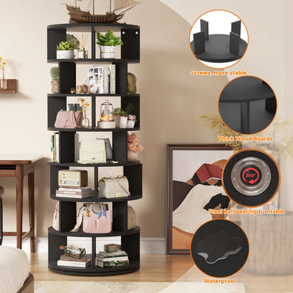7-Tier Spinning Shoe Rack Tower, 360 Revolving wooden Shoe Rack, 60'' for shoes ,bags, Display Lazy Susan ,Storage Carousel