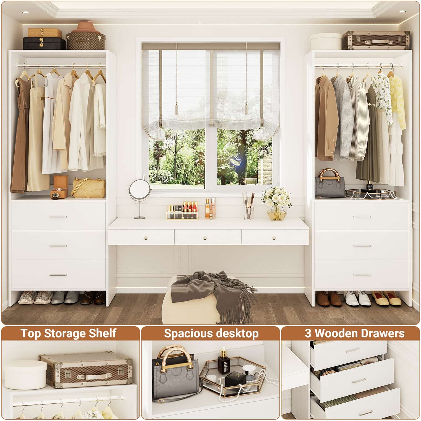4FT Closet System with Wooden Drawers