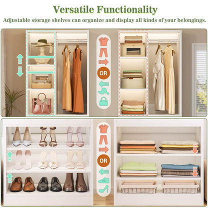 112 Inch (9.2 FT) Freestanding Wardrobe Closet Organizer with 8 Drawers & Shelves, Heavy Duty 2400+ lbs Capacity