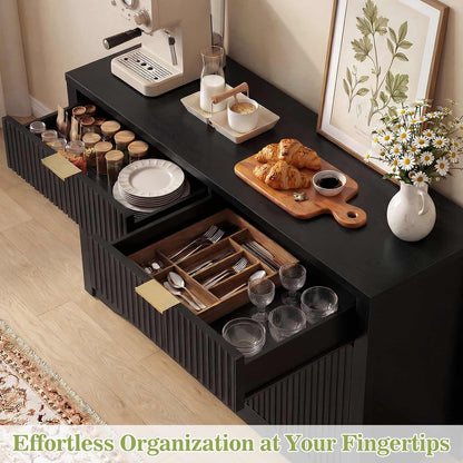 Buffet Cabinet with Storage, 55" Fluted Sideboard Buffet with Drawers