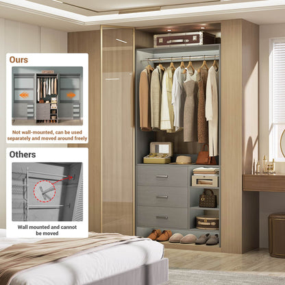 2.5FT Closet System with Wooden Drawers