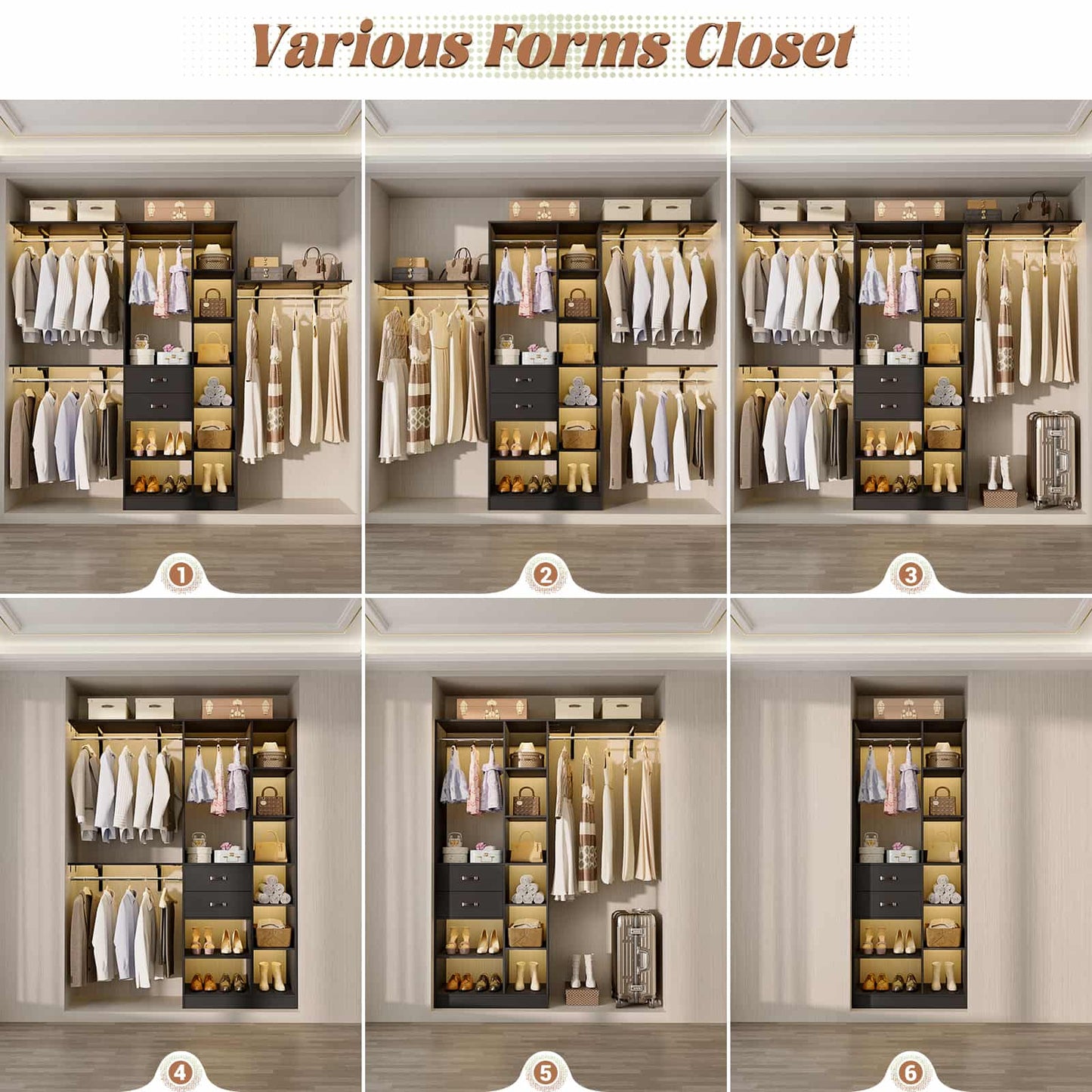 8FT Closet Organizer System with Wood Drawers