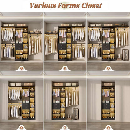 8FT Closet Organizer System with Wood Drawers