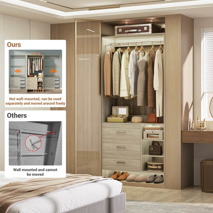 2.5FT Closet System with Wooden Drawers