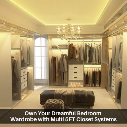 59'' W Small Closet System with 3 Fabric Drawers