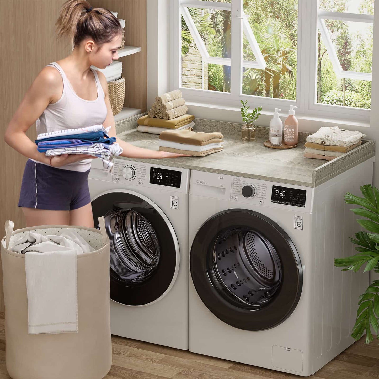 Washer and Dryer Countertop, Laundry Room Organization with Non-Slip Pads