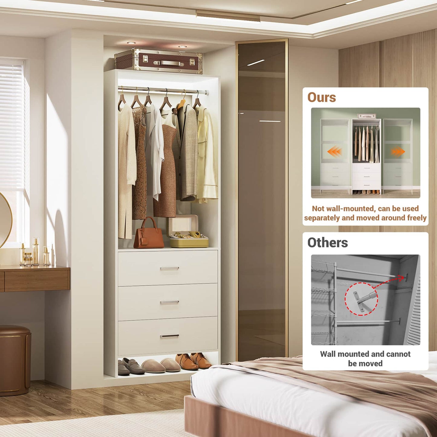2FT Closet System with Wooden Drawers