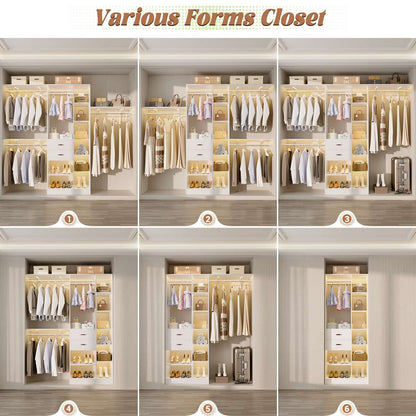 8FT Closet Organizer System with Wood Drawers