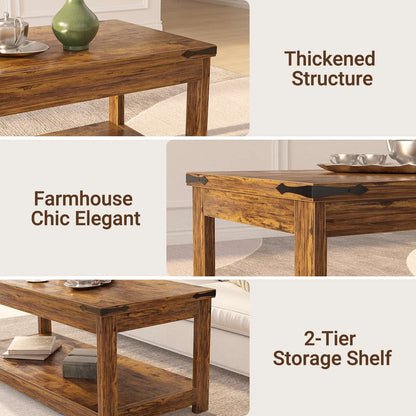 43.3” Rectangular Coffee Table with Storage Shelf