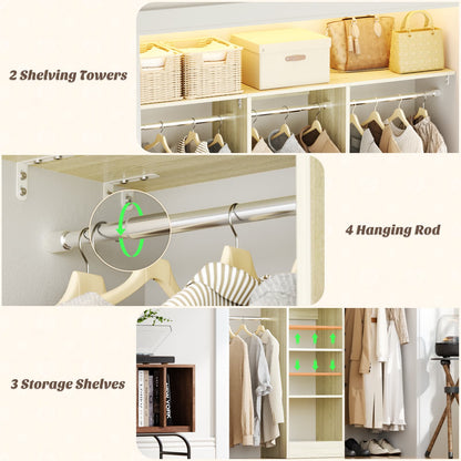 4FT Small Closet System with 4 Closet Rods & 3 Shelves