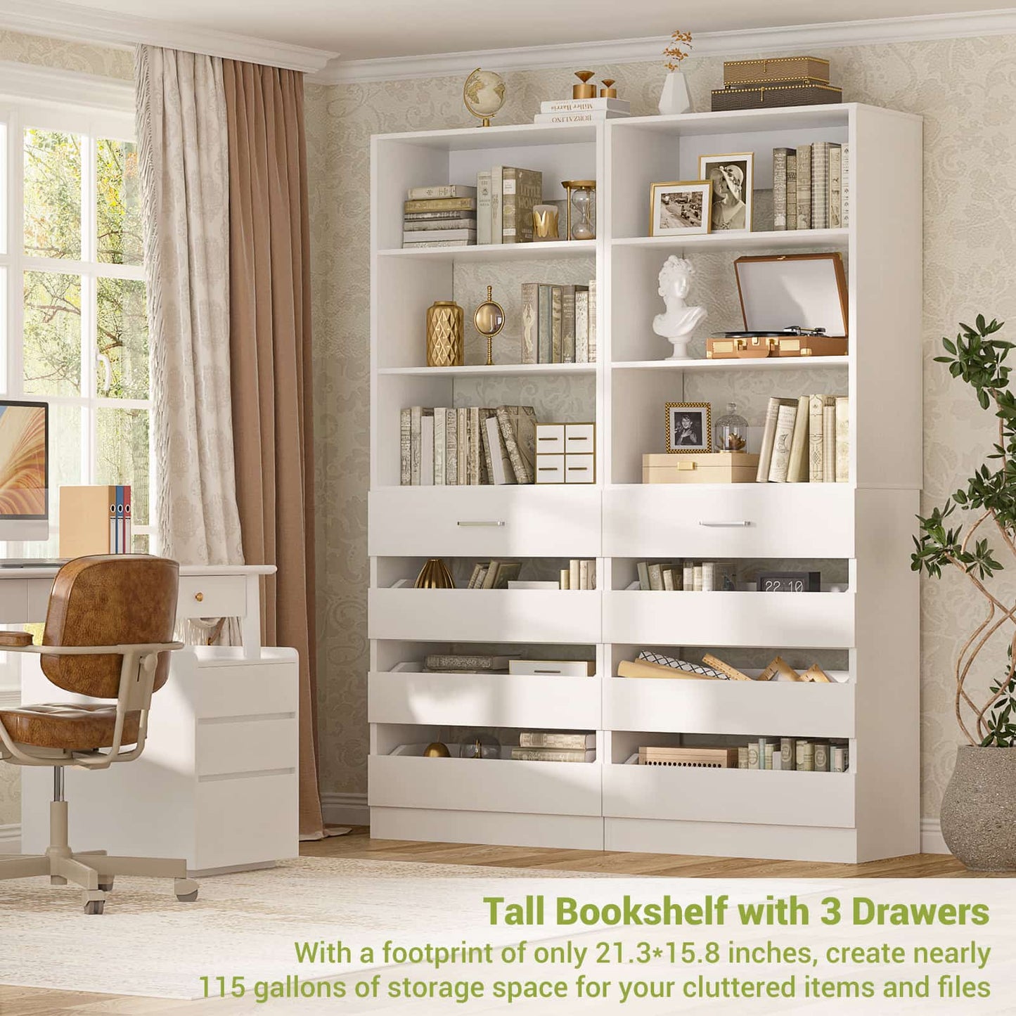 Space-Saving Modular Closet Organizer System with 4 Drawers & Adjustable Shelves - Wood Storage Cabinet