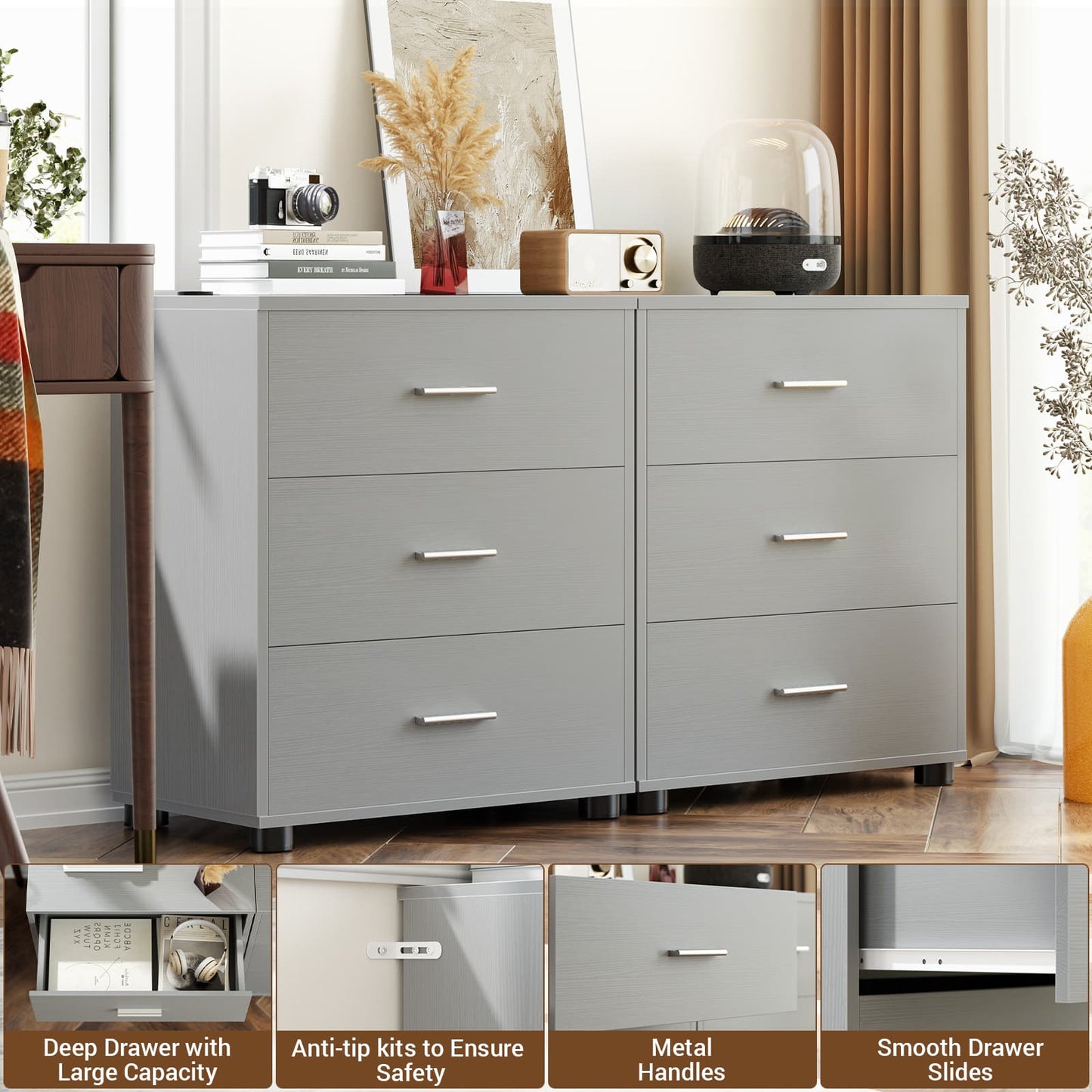 3-Drawer Wood Closet Organizer System - Multi-Functional Storage for Bedroom, Nightstand or End Table