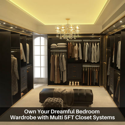 59'' W Small Closet System with 3 Fabric Drawers