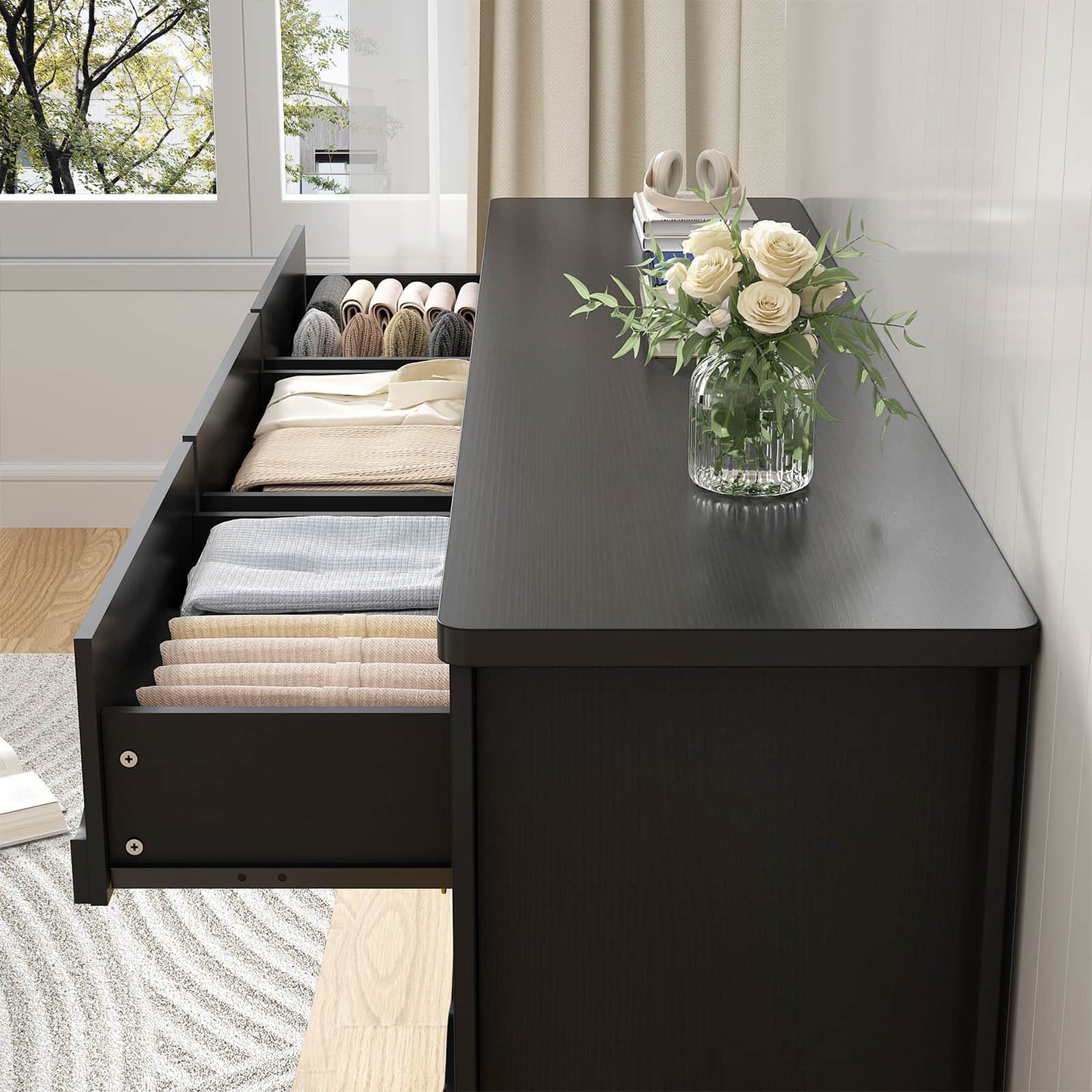 9 Drawer Dresser, 63" Wide Modern Chest of Drawers