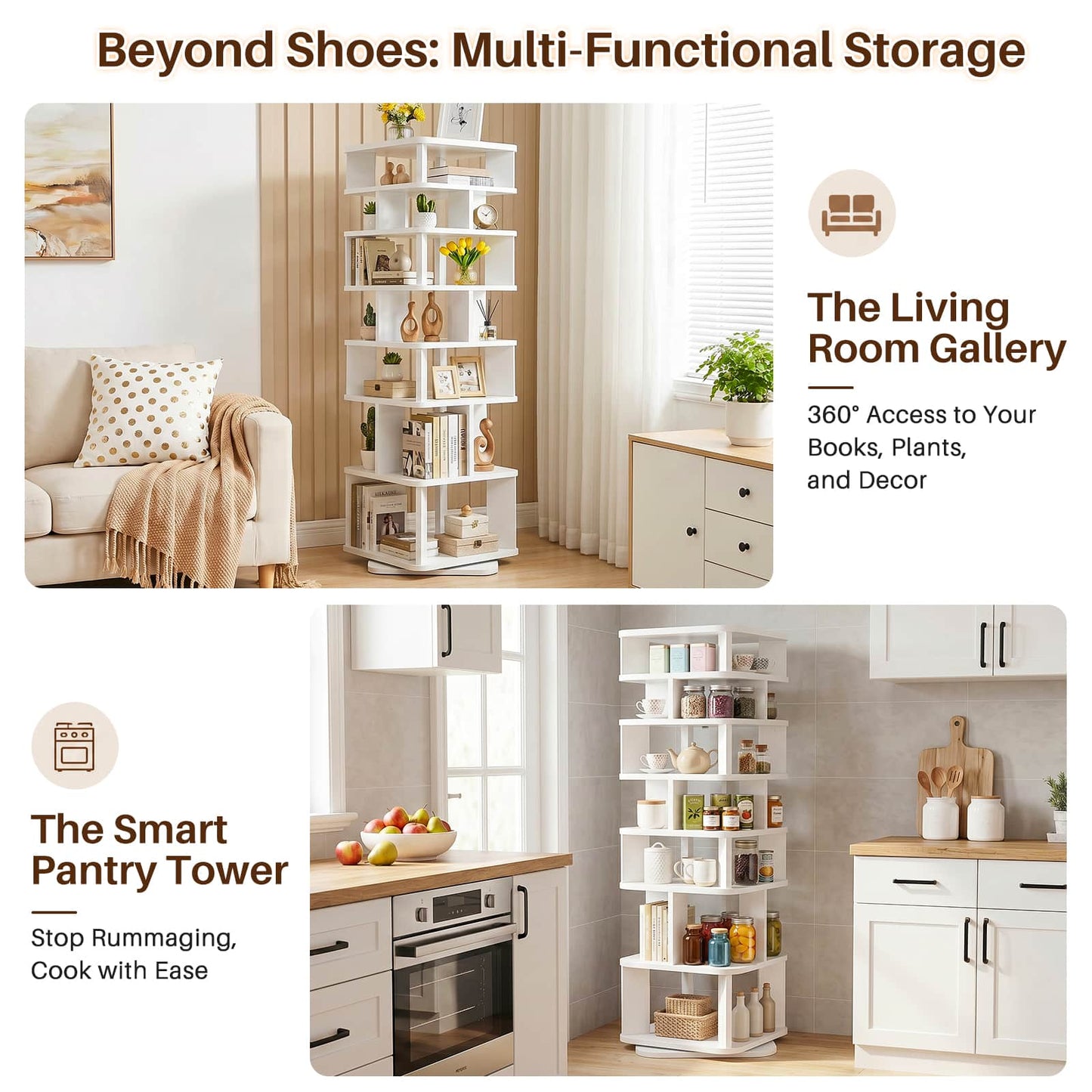 7 Tier Square Rotating Shoe Rack Tower
