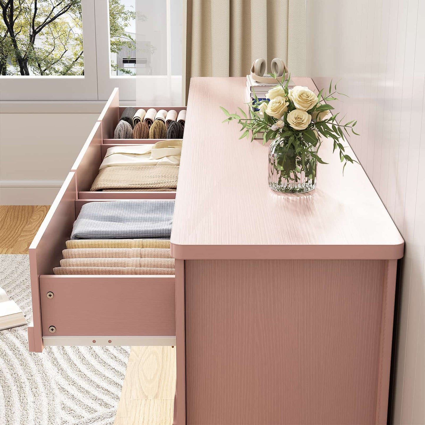 9 Drawer Dresser, 63" Wide Modern Chest of Drawers