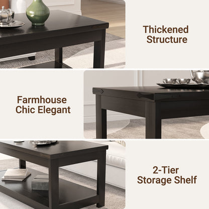 43.3” Rectangular Coffee Table with Storage Shelf