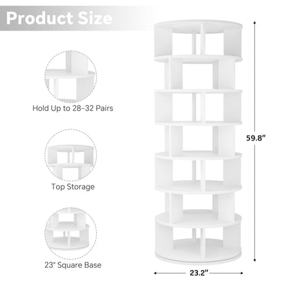 7-Tier Spinning Shoe Rack Tower, 360 Revolving wooden Shoe Rack, 60'' for shoes ,bags, Display Lazy Susan ,Storage Carousel