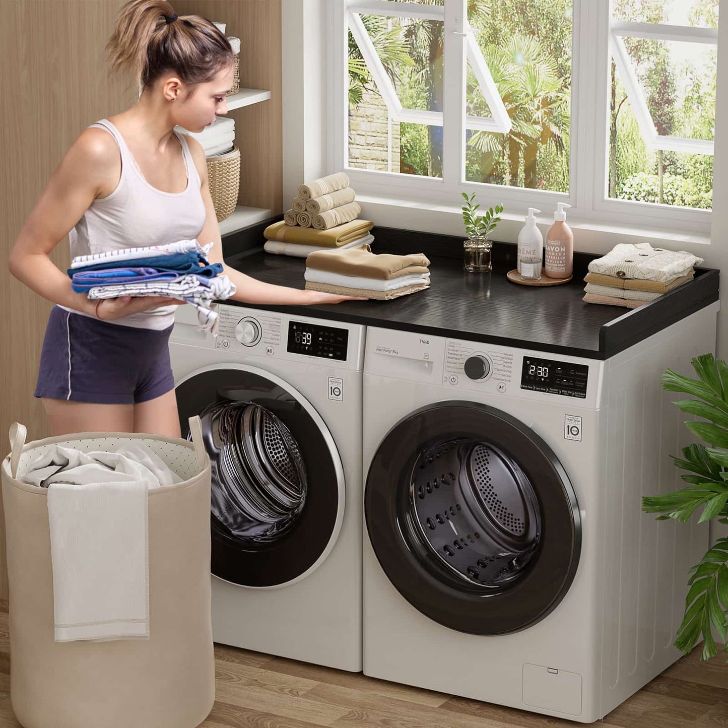 Washer and Dryer Countertop, Laundry Room Organization with Non-Slip Pads