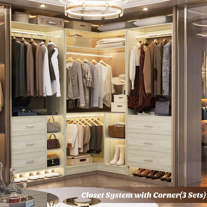 34’’ Corner Closet System with Shelves and Hanging Rods