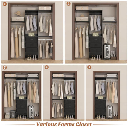 4FT Small Closet System with 3 Fabric Drawers