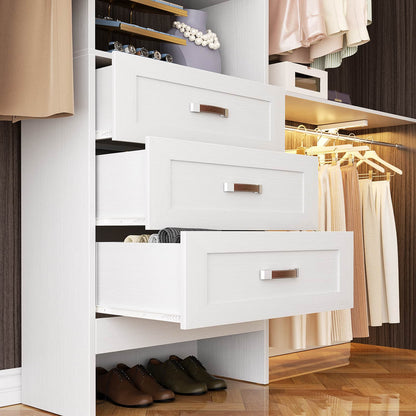 96'' W Closet Organizer System With Wooden Drawers