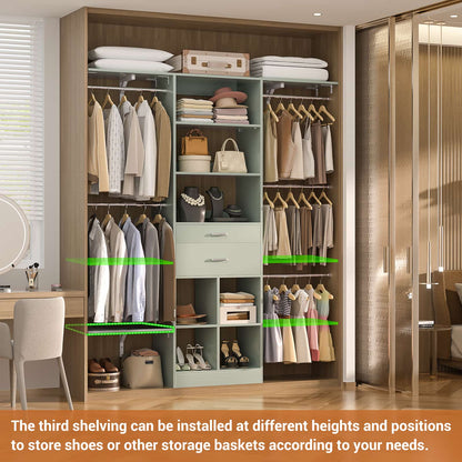 5FT Small Closet System, Baby Closet Organizer System with Wooden Drawers