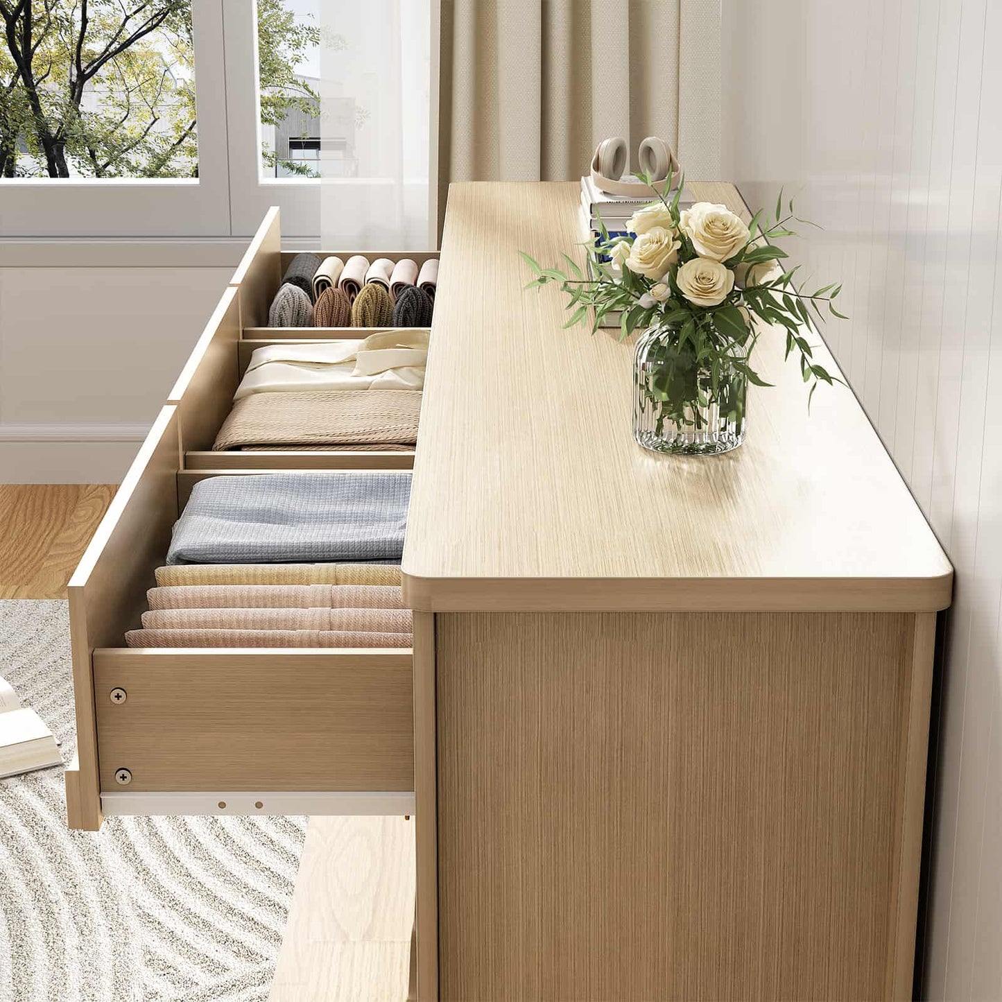 9 Drawer Dresser, 63" Wide Modern Chest of Drawers
