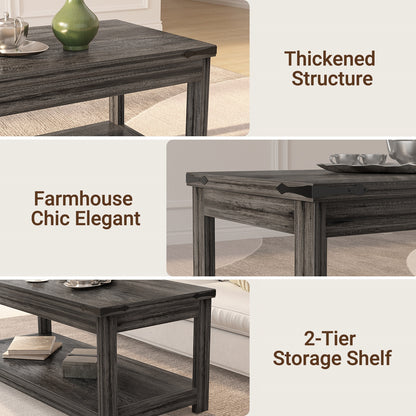 43.3” Rectangular Coffee Table with Storage Shelf