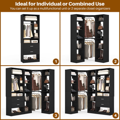 Closet System Closet Organizer, Wood Closet Organizer System,Walk-in Closet or Small Closets Wardrobe, Clothes Rack with Hanging Rods