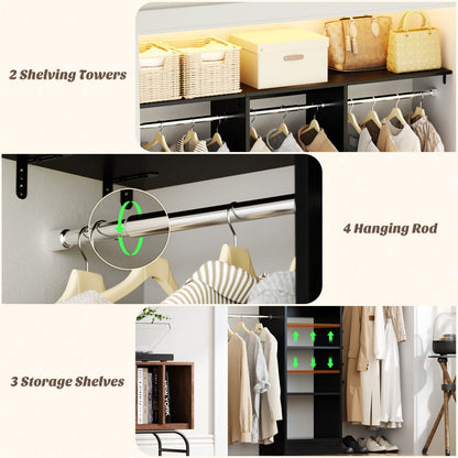 4FT Small Closet System with 4 Closet Rods & 3 Shelves