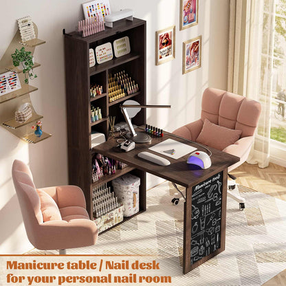 Small Folding Desk with Outlets, Convertible Writing Desk for Small Spaces